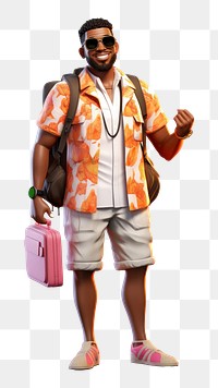 PNG Vacation cartoon adult man. 