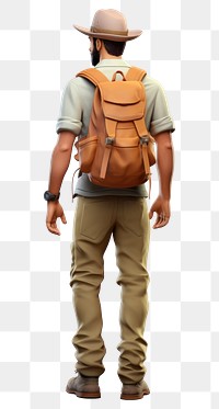 PNG Backpack cartoon adult man. 