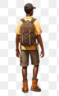 PNG Backpack footwear standing cartoon. 