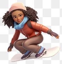 PNG Snowboarding figurine cartoon doll. 