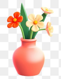 PNG Flower vase cartoon blossom. 