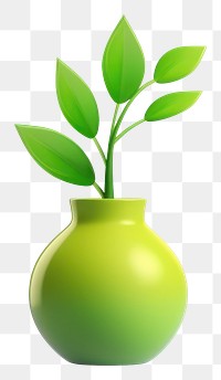 PNG Plant vase green leaf. 