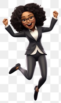 PNG  Jumping cartoon adult woman. AI generated Image by rawpixel.