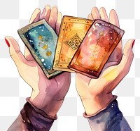 PNG Hand holding cards transparent background