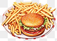 PNG Burger fries food dish transparent background