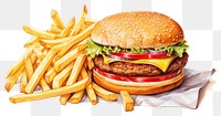 PNG Burger bread fries food transparent background