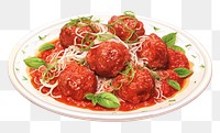 PNG Meatball spaghetti sauce plate. 