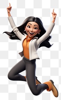 PNG Cartoon adult woman joy. 