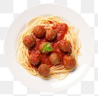 PNG Spaghetti meatball pasta plate. 