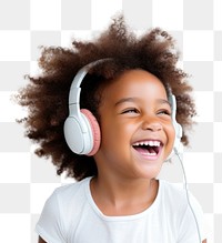 PNG Headphones listening laughing smile. 