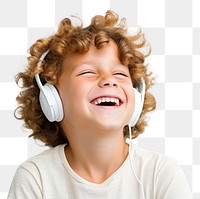 PNG Headphones listening laughing smile. 