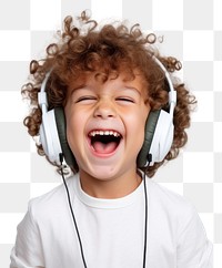 PNG Headphones listening shouting laughing. 