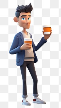 PNG Mug holding cartoon coffee. 