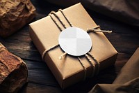 Gift box label png mockup, transparent design