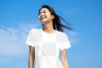 Women's t-shirt png, transparent mockup