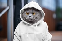 Cat hoodie png transparent mockup