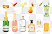 PNG Alcoholic beverage drinks illustration set, transparent background