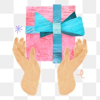 PNG Birthday gift box, paper craft, transparent background