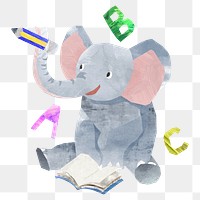 PNG Learning elephant, animal paper craft, transparent background