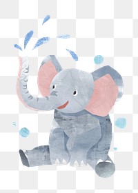 PNG Cute playful elephant, animal paper craft, transparent background