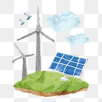 PNG Wind turbine farm paper craft, transparent background