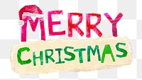Merry Christmas greeting word png, paper craft collage, transparent background