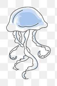 Blue jellyfish png, aesthetic illustration, transparent background