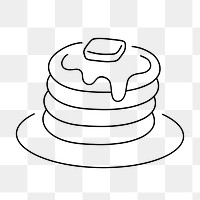 Pancake breakfast png, minimal line art illustration, transparent background