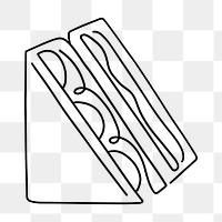 Sandwich food png, minimal line art illustration, transparent background