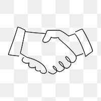 Business handshake png, minimal line art illustration, transparent background