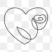 Valentine's rose png, minimal line art illustration, transparent background