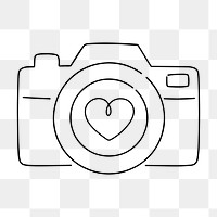 Digital camera png, minimal line art illustration, transparent background