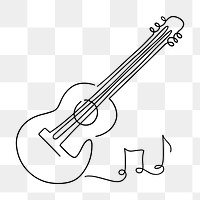 Acoustic guitar png, minimal line art illustration, transparent background