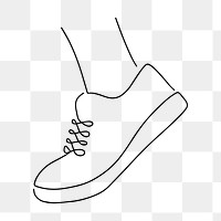 Sneaker png, minimal line art illustration, transparent background