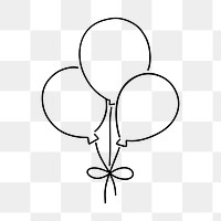 Birthday balloons png, minimal line art illustration, transparent background