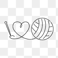 I love crochet png, minimal line art illustration, transparent background