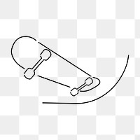 Skateboard hobby png, minimal line art illustration, transparent background