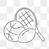 Tennis racket png, sports equipment, minimal line art illustration, transparent background