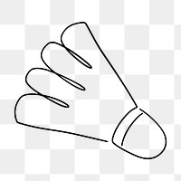 Badminton shuttlecock png, minimal line art illustration, transparent background