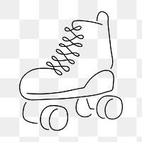 Roller skating shoe png, minimal line art illustration, transparent background