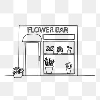 PNG flower shop doodle illustration, transparent background