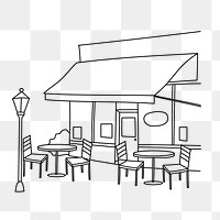 PNG coffee shop doodle illustration, transparent background