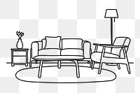 PNG living room doodle illustration, transparent background