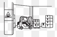 PNG distribution warehouse doodle illustration, transparent background