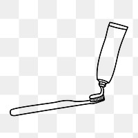 PNG toothbrush & tooth paste doodle illustration, transparent background