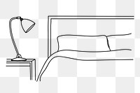 PNG modern bedside & lamp doodle illustration, transparent background