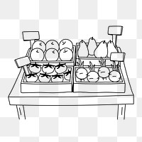 PNG grocery store doodle illustration, transparent background