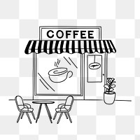 PNG coffee shop doodle illustration, transparent background