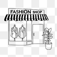 PNG fashion shop doodle illustration, transparent background