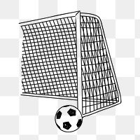 PNG soccer ball & goal doodle illustration, transparent background